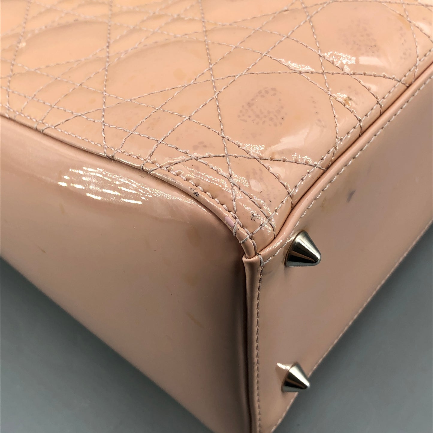 Christian Dior Lady Dior Nude Patent Cannage Leather Handbag