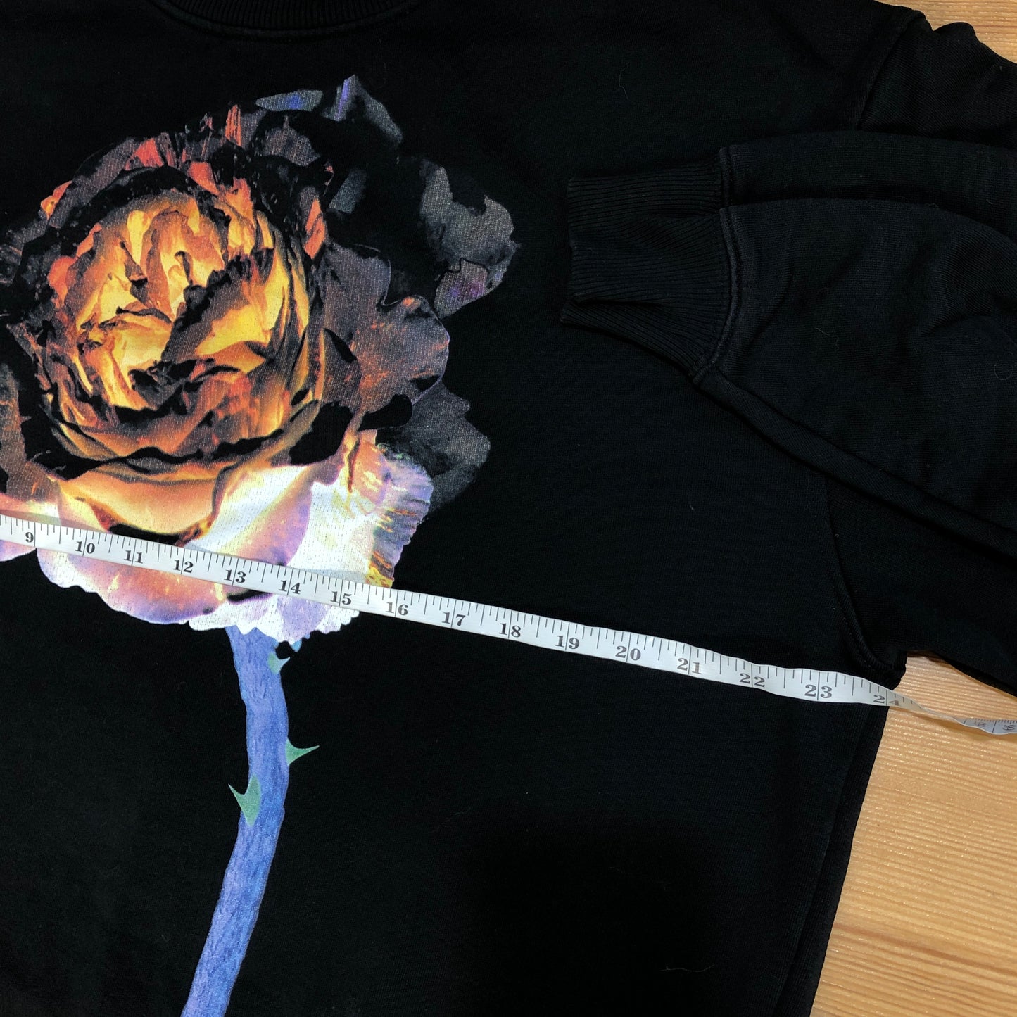 Acne Studios Black Floral Print Crew Neck Sweatshirt XS