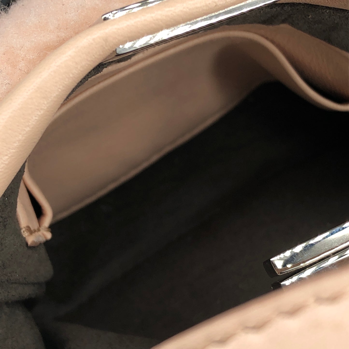 Fendi Peekaboo Mini Shearling Handbag Blush Pink