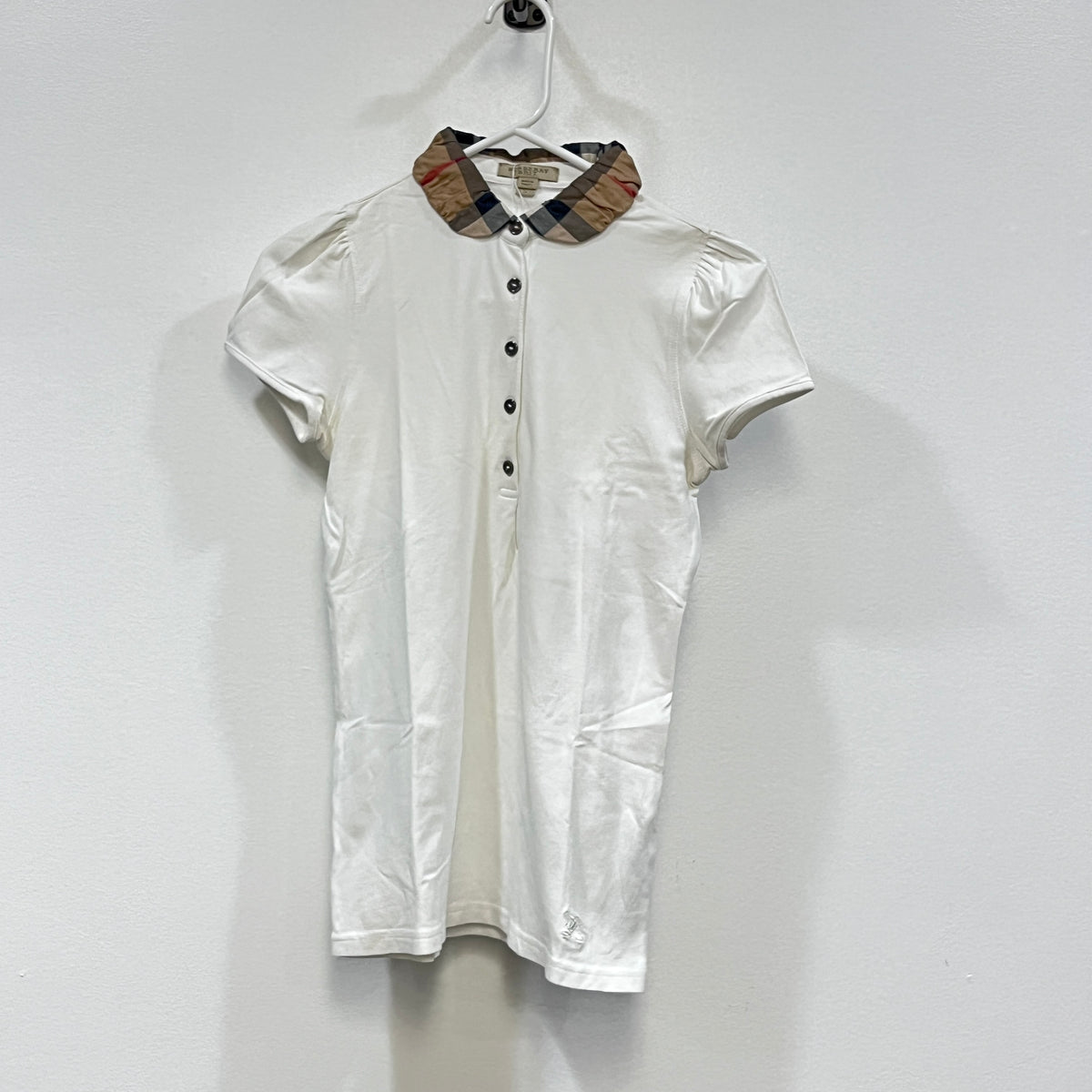 Burberry White Women Short Sleeve Blouse Size S