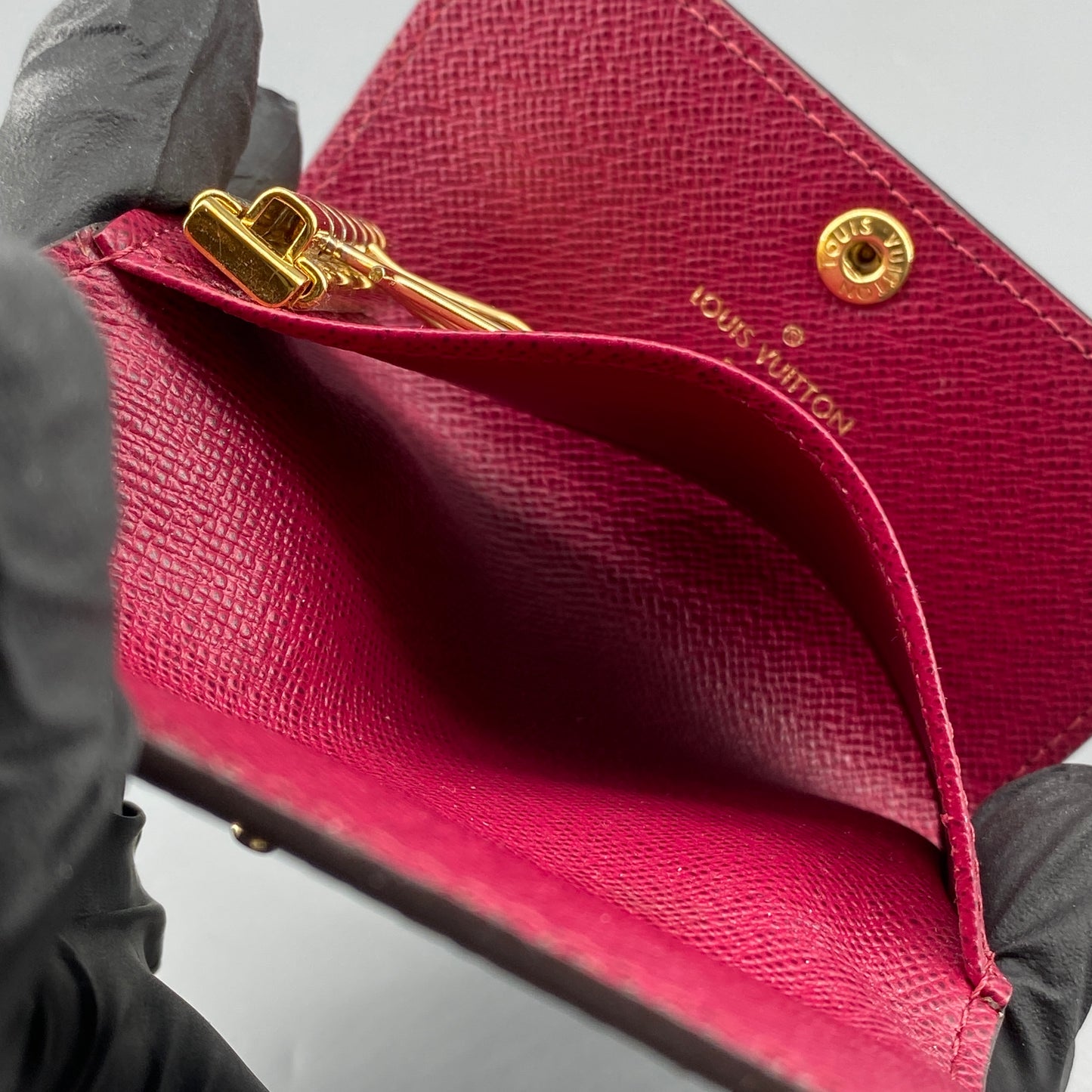 LV Monogram Canvas Red Snap Key Case