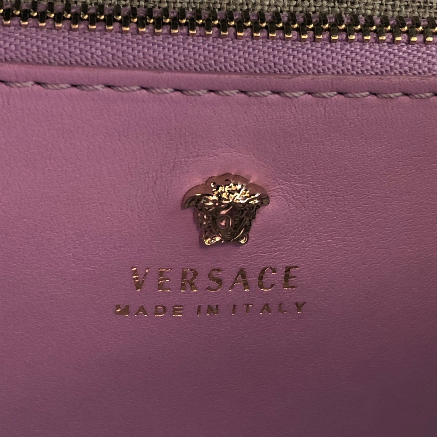 Versace La Medusa Black/Pink Leather Small Tote Bag