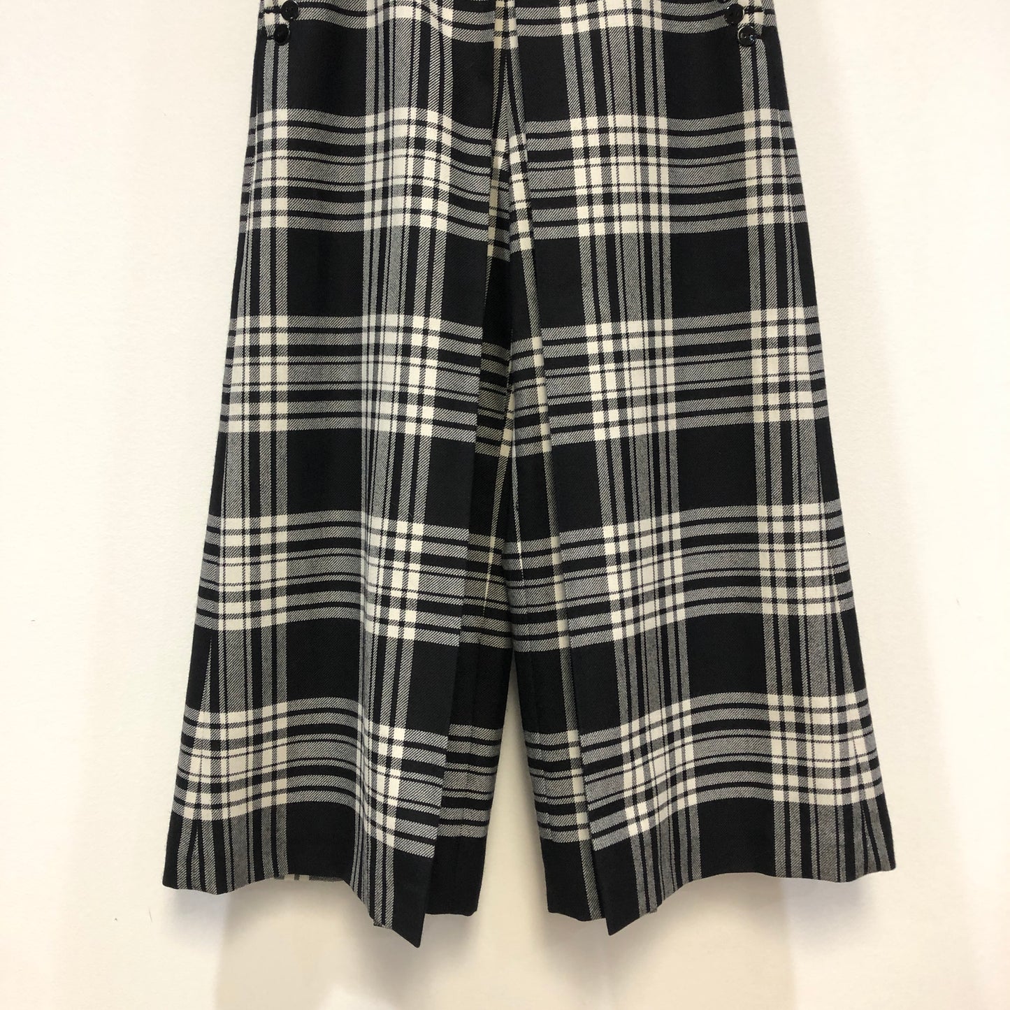 Alexander Wang Black & White Plaid Wide Leg Cropped Pants Size 0
