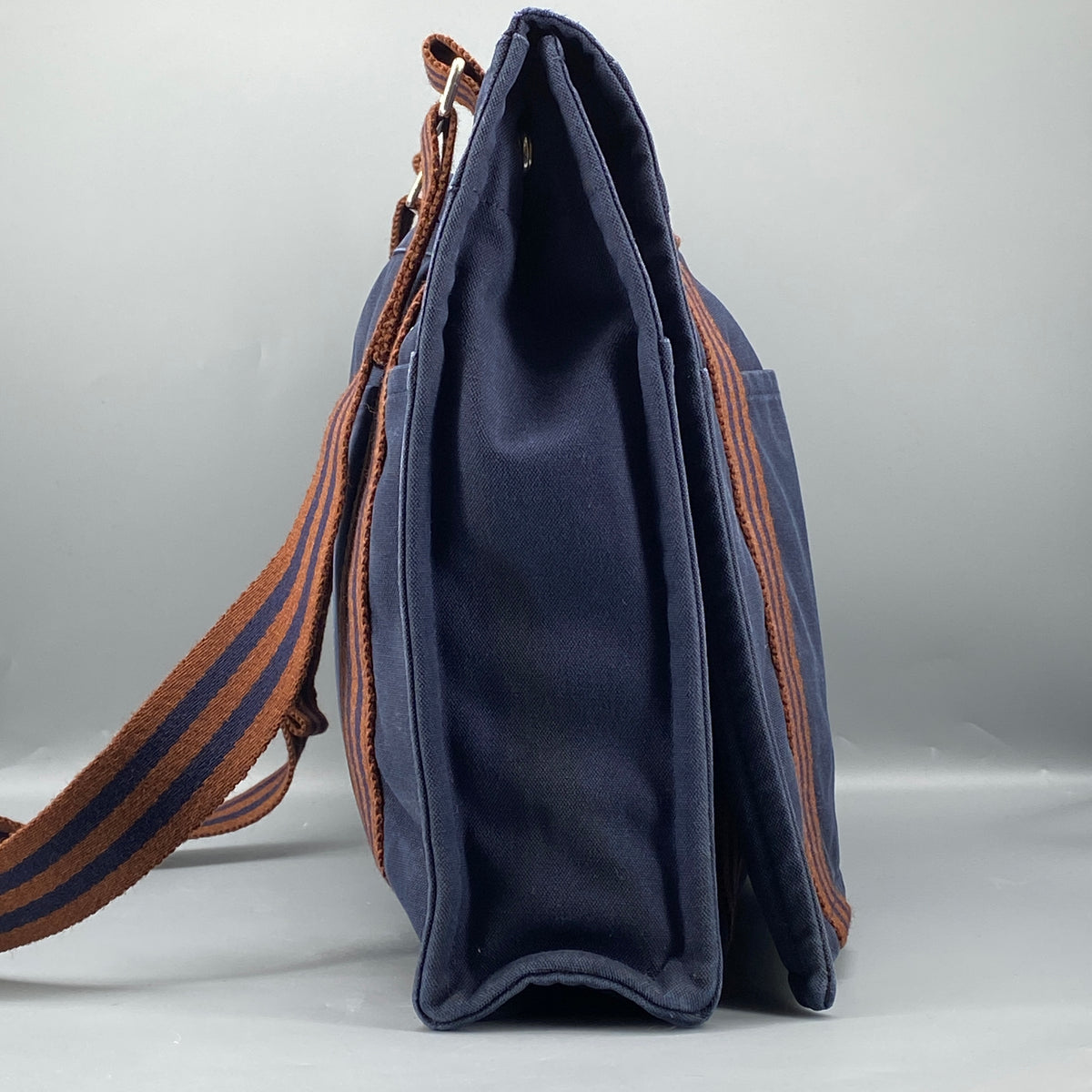 Hermes Fourre Besace Tote Bag Navy Canvas