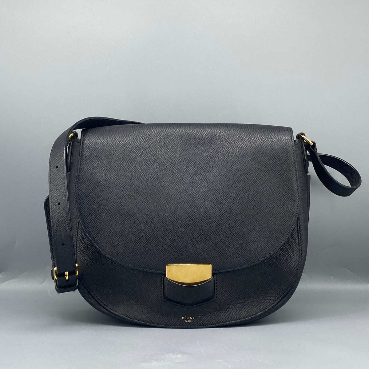 Celine Trotteur Crossbody Bag Black Leather
