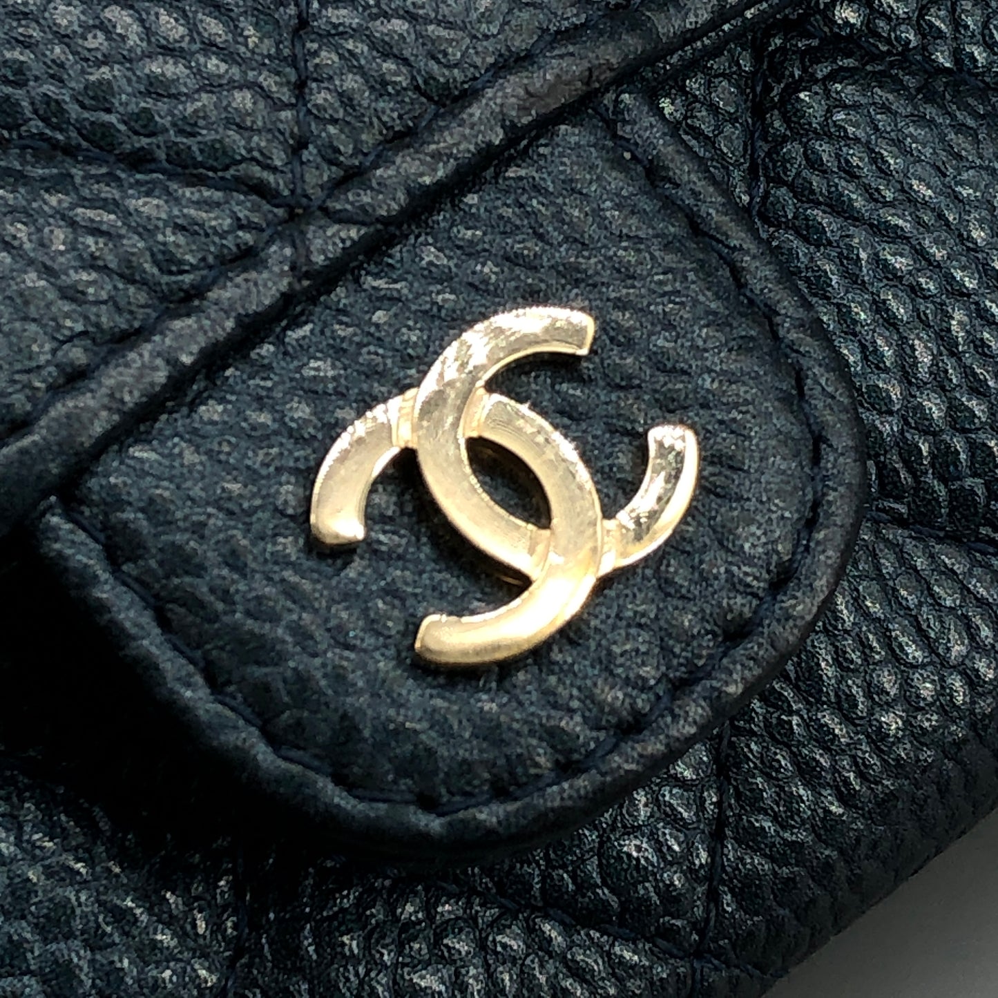 Chanel Classic Flap Blue Caviar Leather Short Wallet