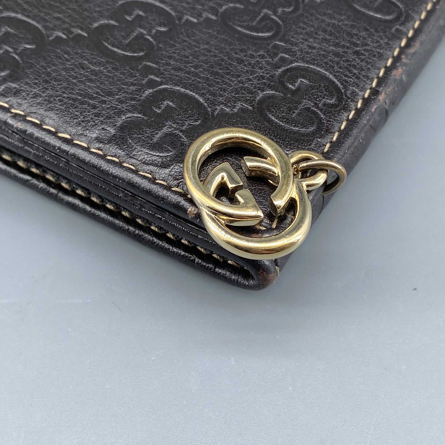 Gucci GG Embossed Deep Brown Leather Long Wallet