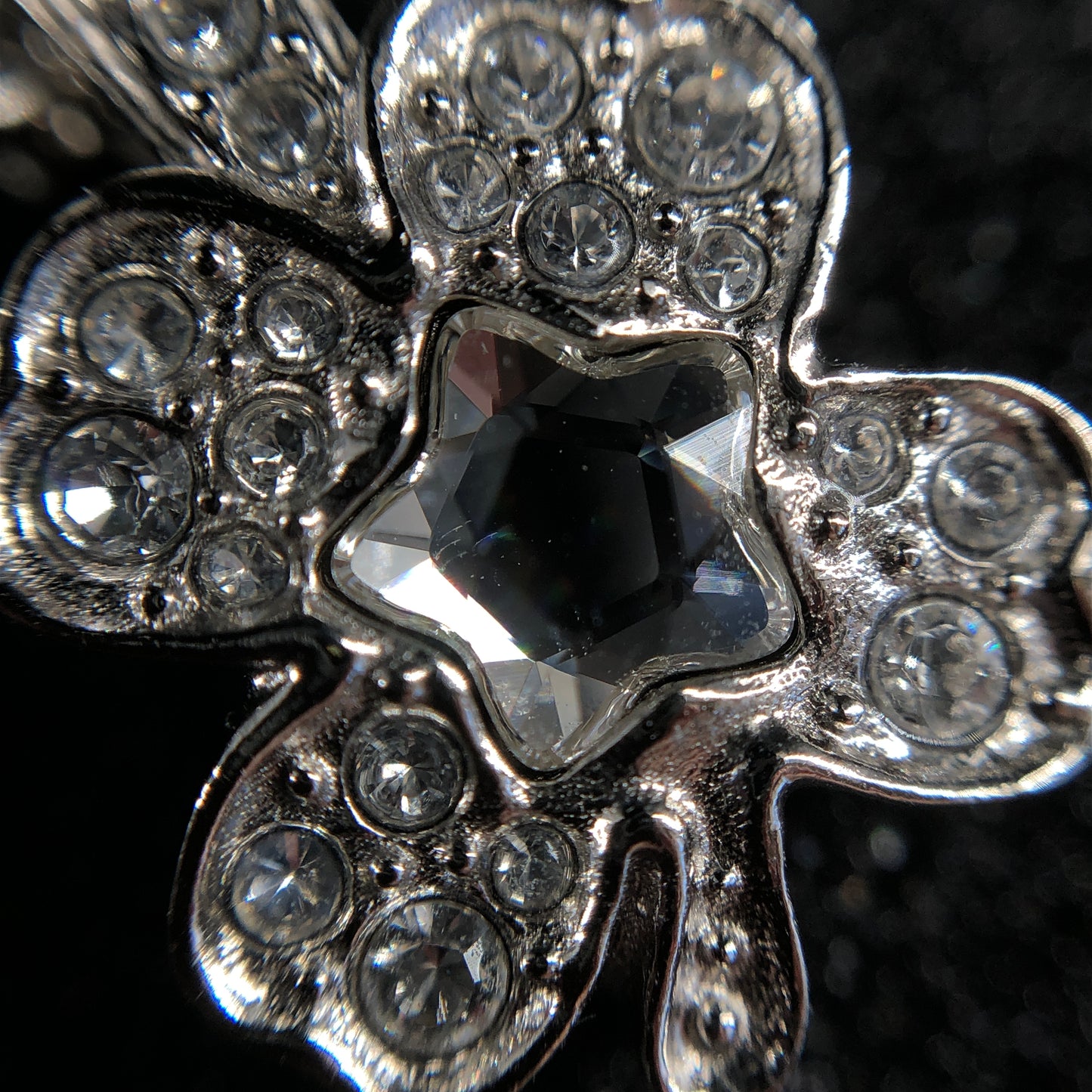 Chanel 2025 CC Crystal Clover Necklace 54cm Silver-Tone