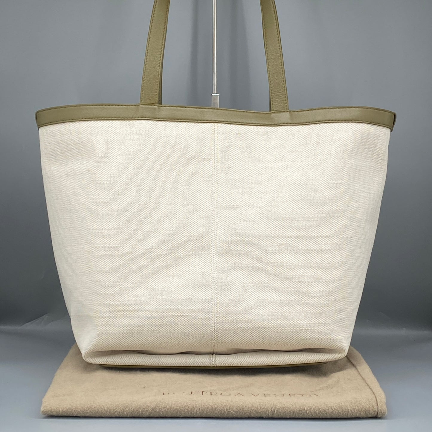 Bottega Veneta Olive Canvas Intrecciato Leather Tote Bag