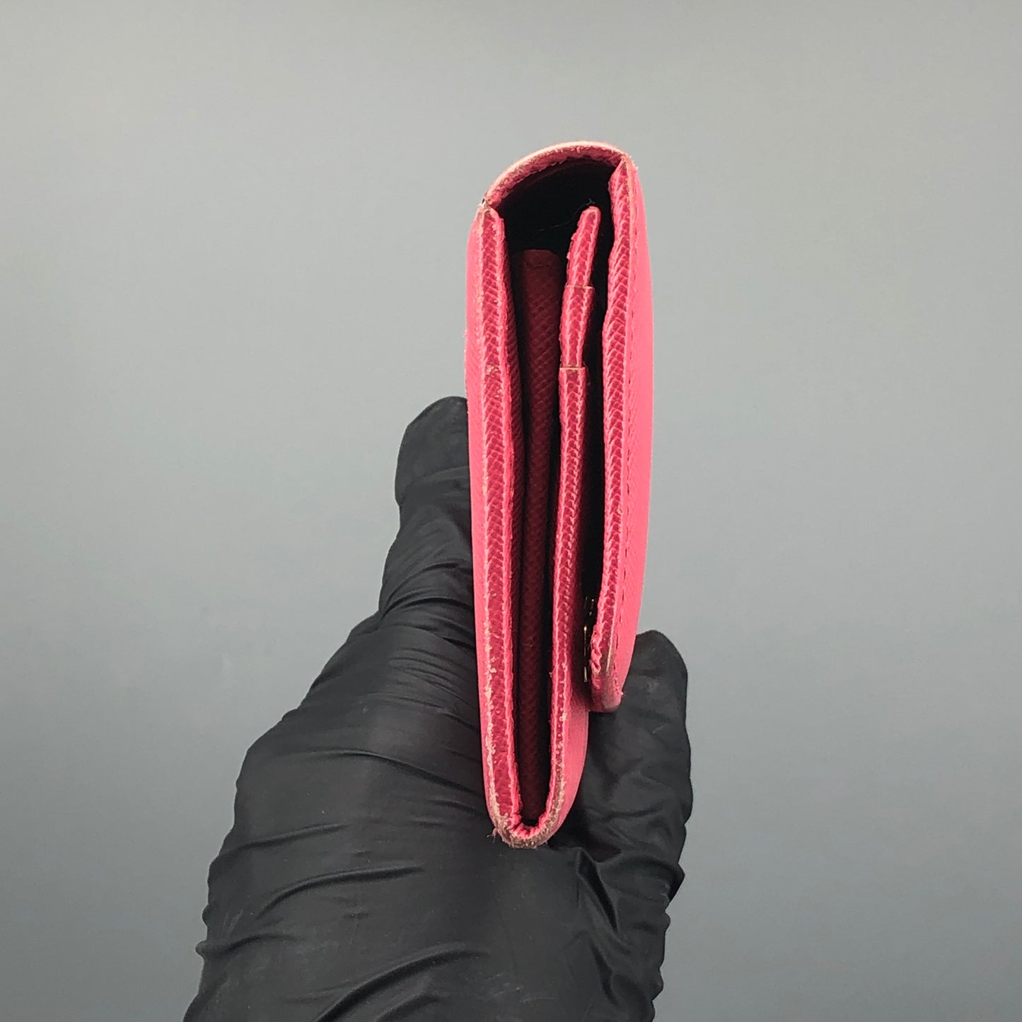 Prada Pink Saffiano Leather Flap Long Wallet