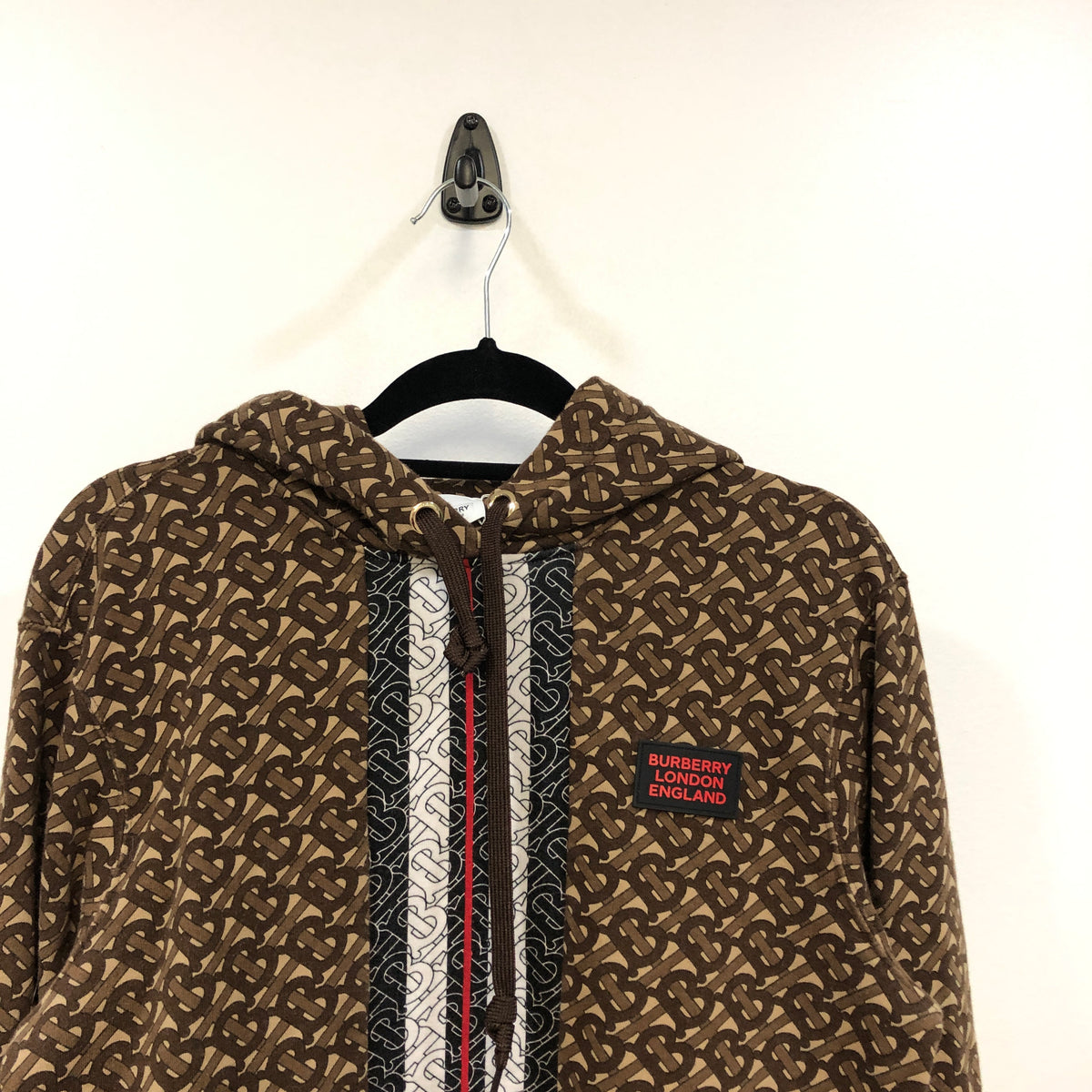 Burberry Brown TB Monogram Hoodie Size S