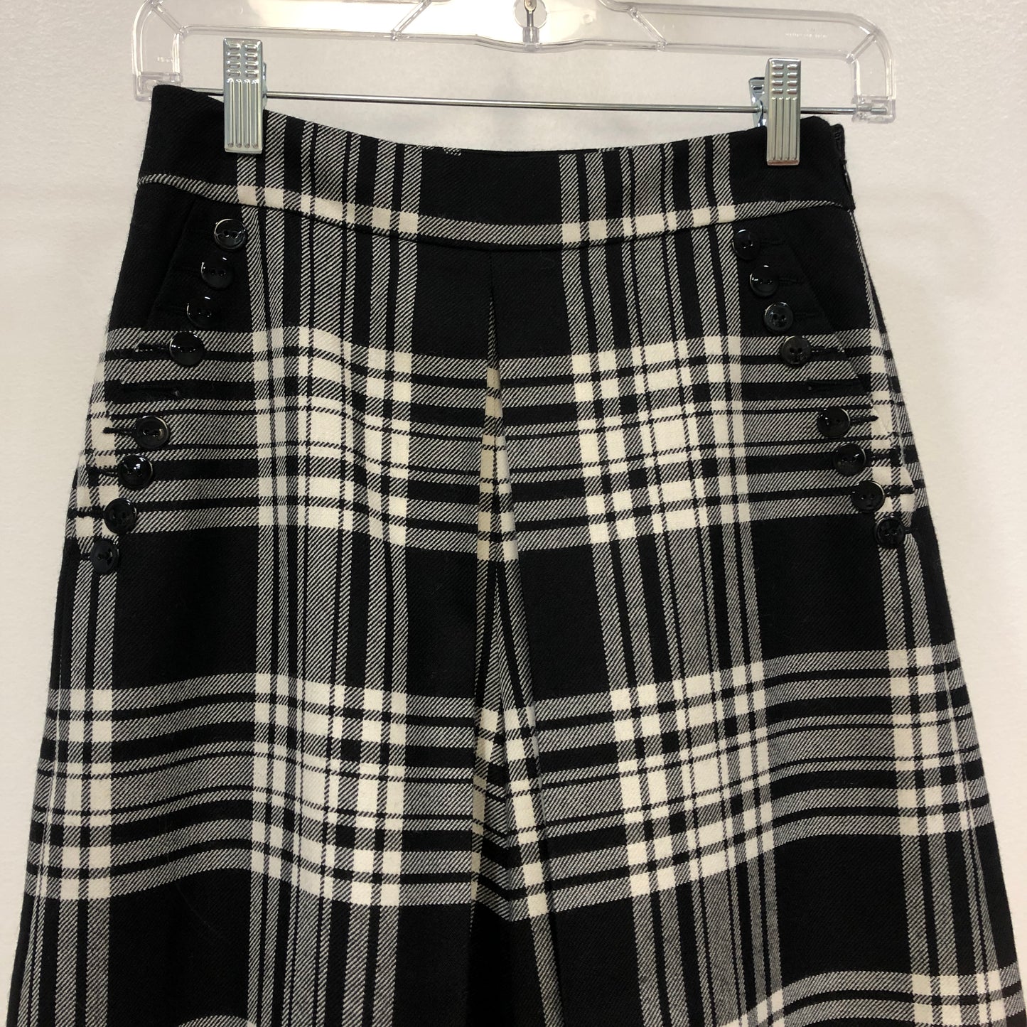 Alexander Wang Black & White Plaid Wide Leg Cropped Pants Size 0