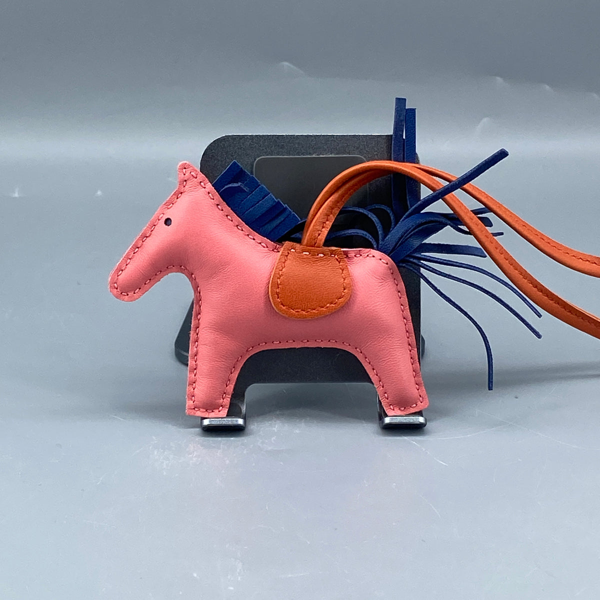 Hermes Rodeo Small Horse Bag Charm Pink Navy Orange Leather