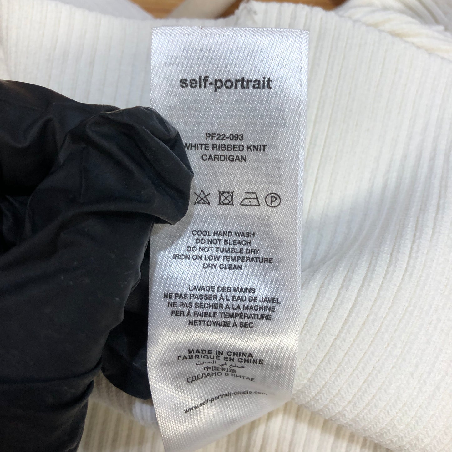 Self-Portrait Ribbed Knit Top Size L White