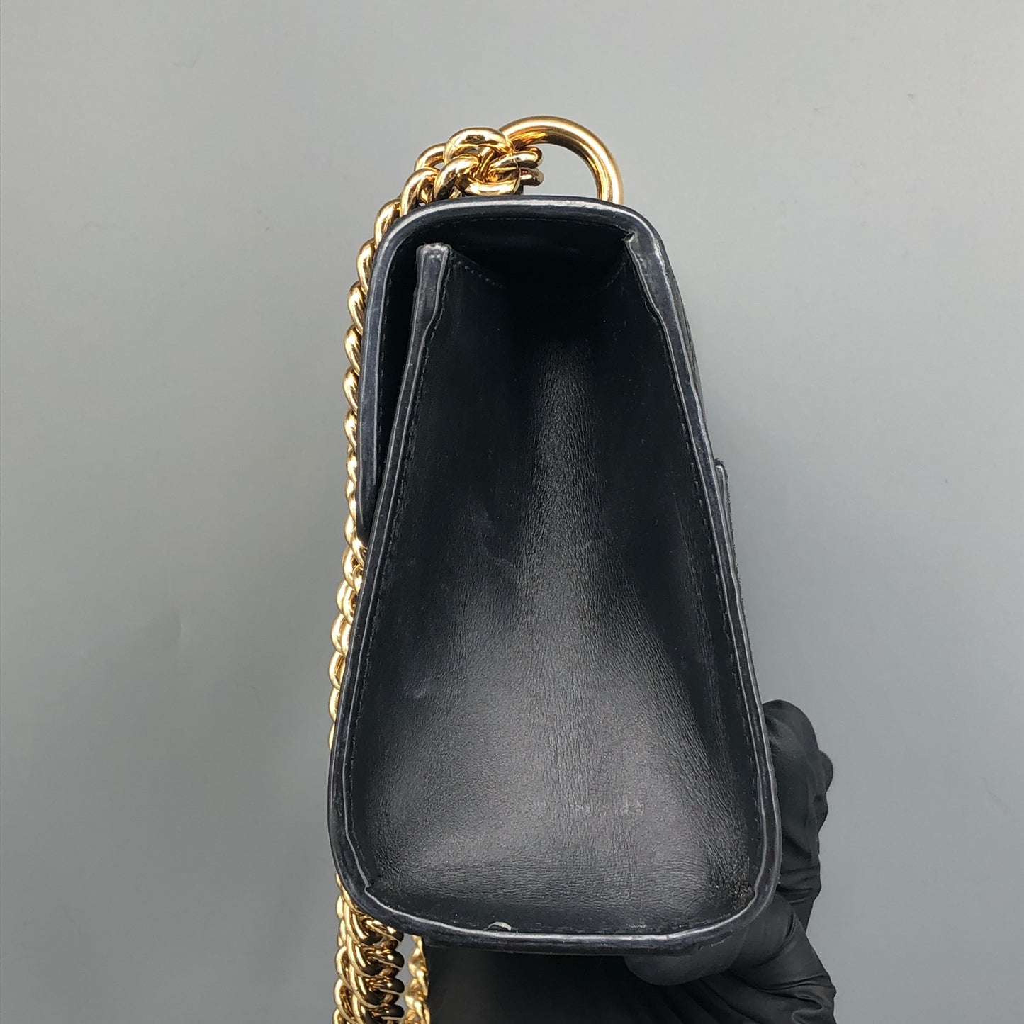 Gucci Black GG Embossed Leather Padlock Shoulder Bag