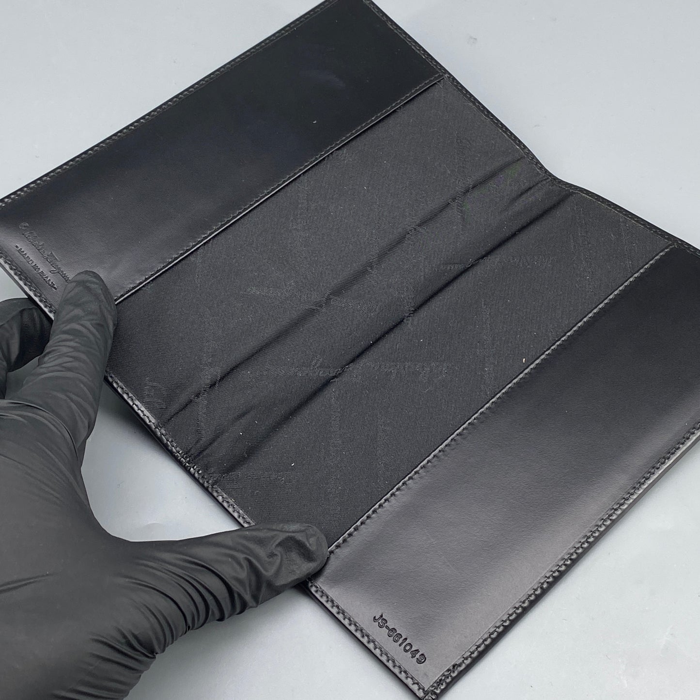 Ferragamo Black Canvas Short Bi-fold Wallet