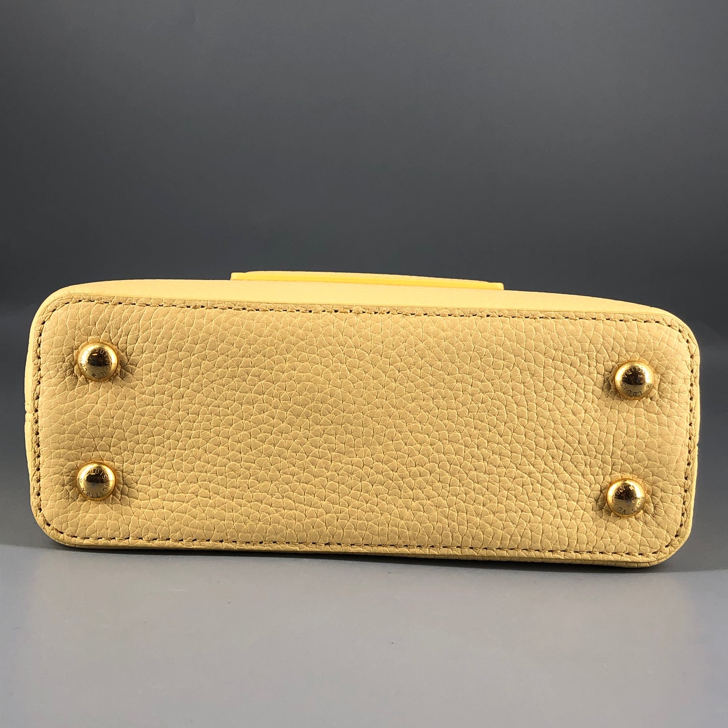 Louis Vuitton Capucines Mini Taurillon Leather Handbag Light Yellow
