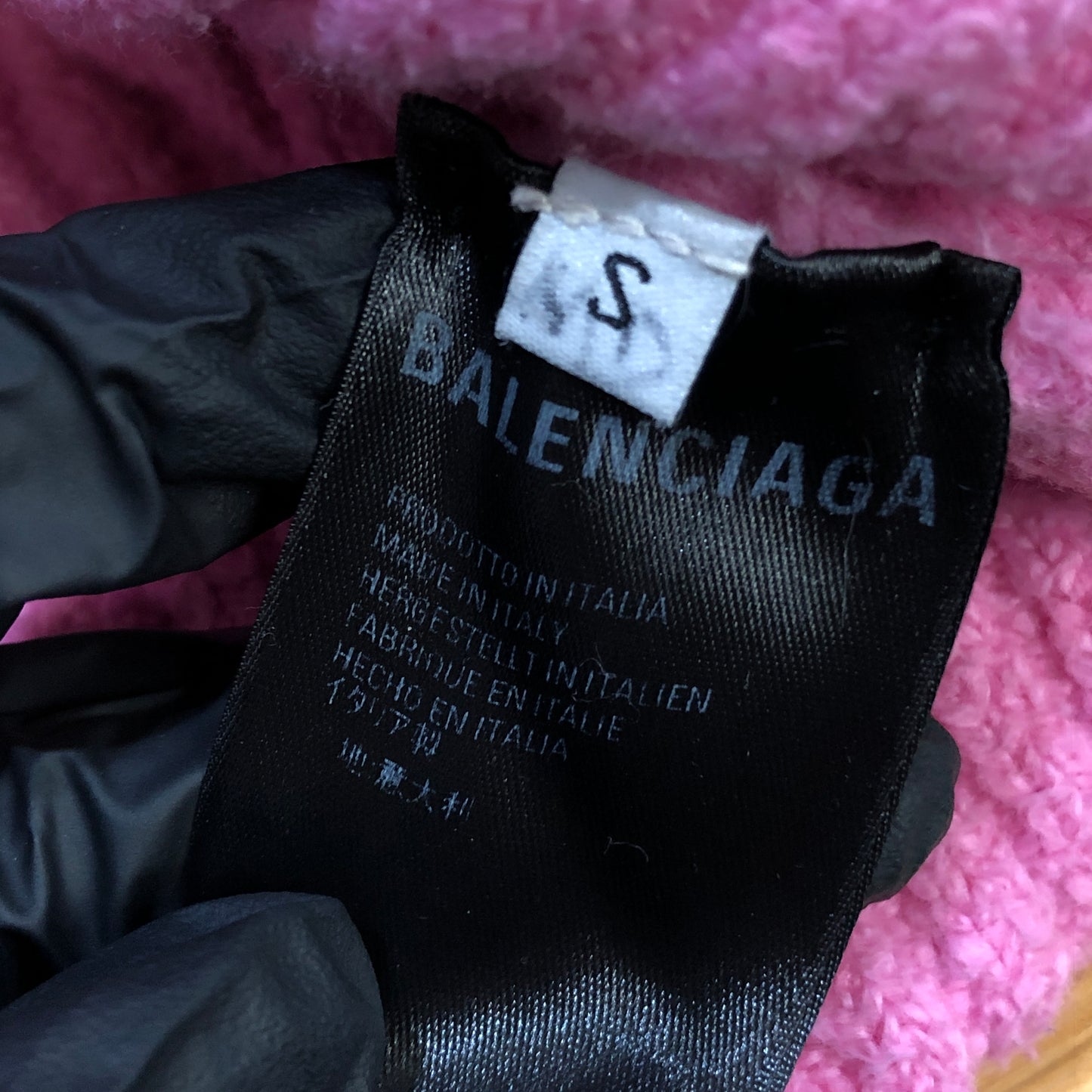 Balenciaga Sage Pink Ribbed Knit Logo Embroidery Oversized Crew Neck Sweater Size S