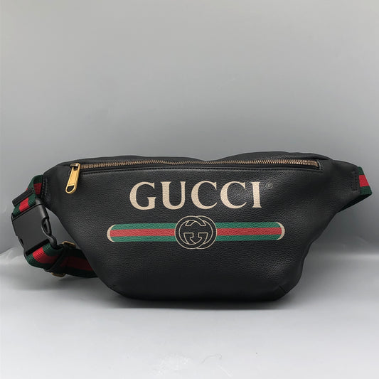 Gucci Print Large Belt Bag in Black Leather