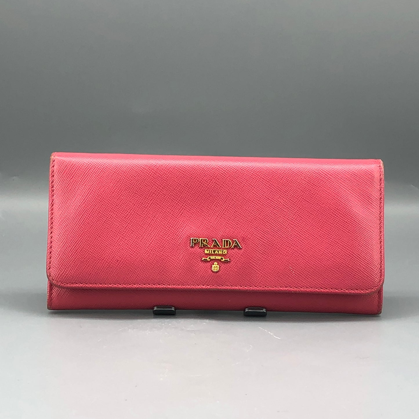 Prada Pink Saffiano Leather Flap Long Wallet