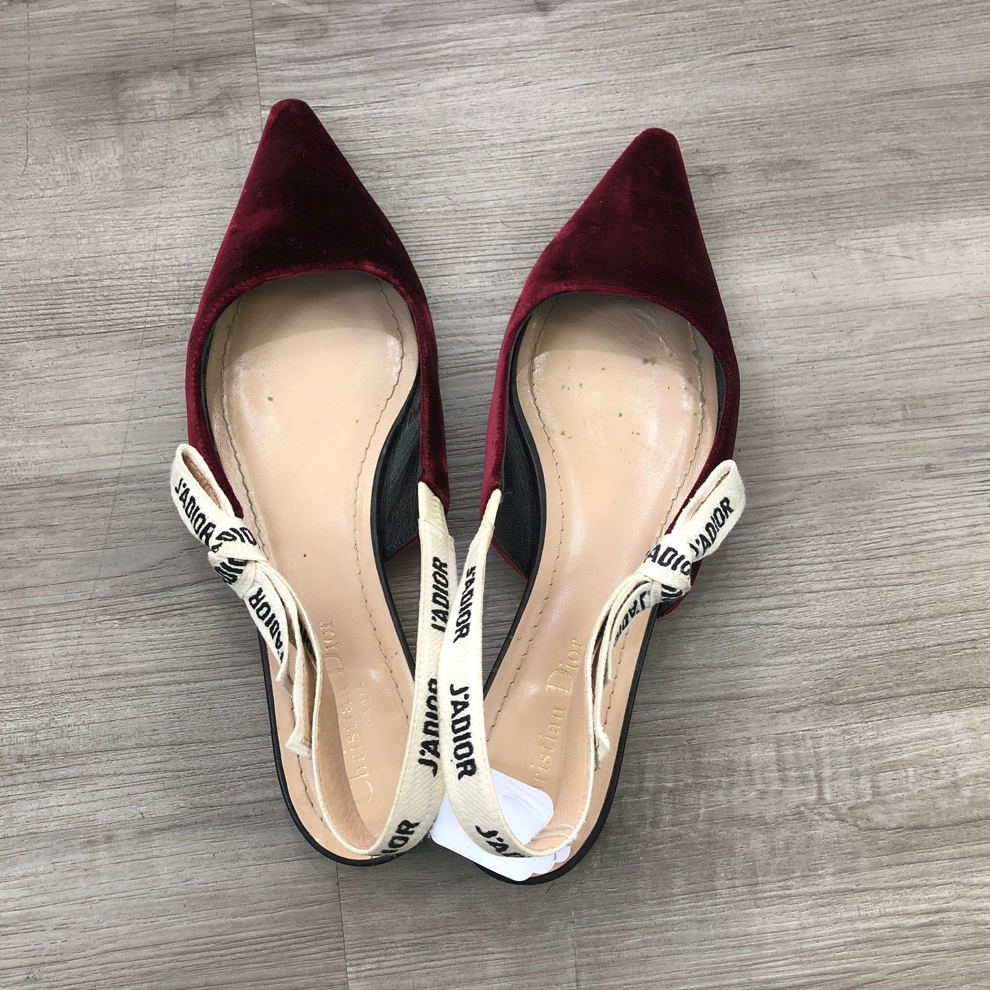 Christian Dior Women's J'Adior Velvet Slingback Pumps Size 39 Burgundy