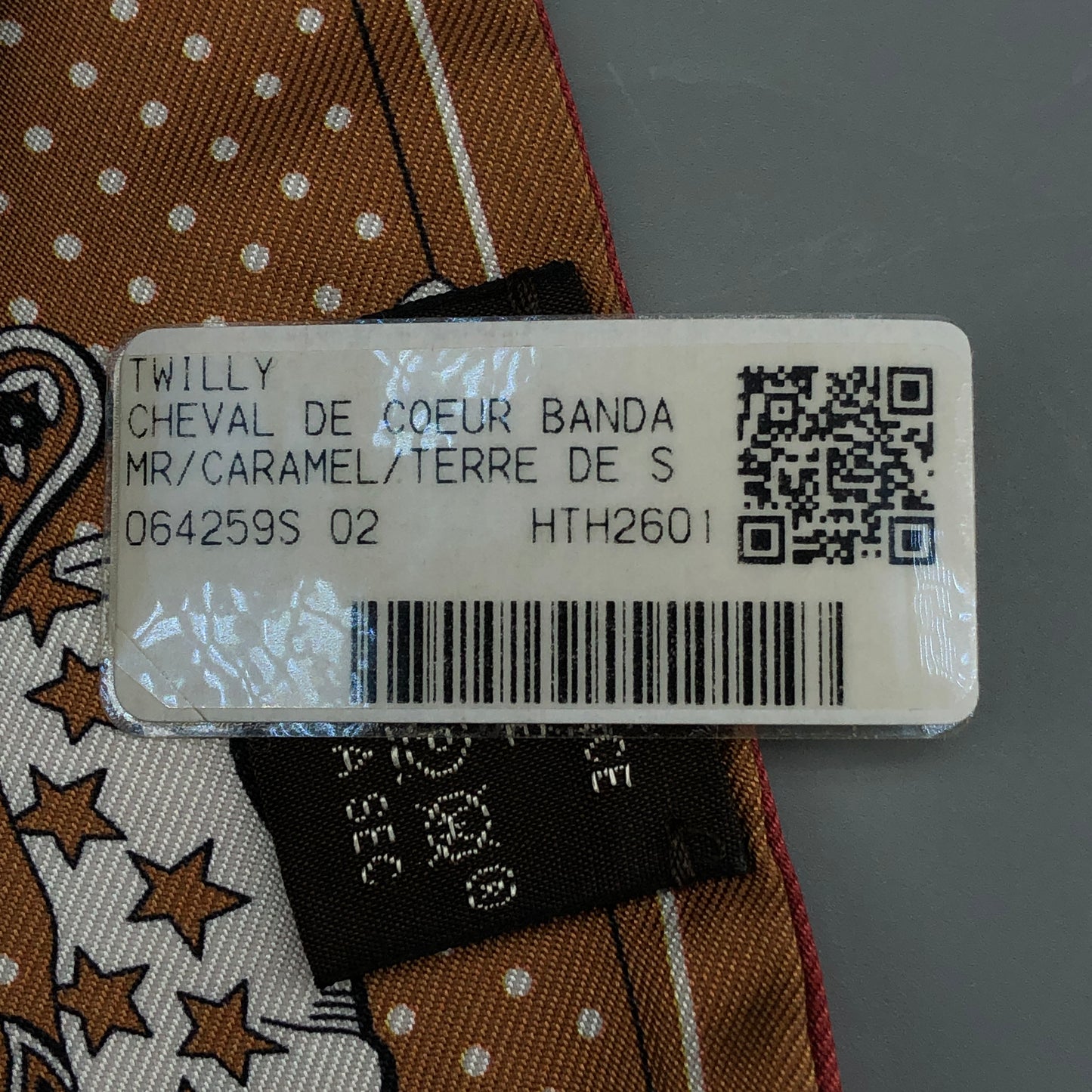 Hermes NWT Caramel Brown Paisley Print Twilly Silk Scarf