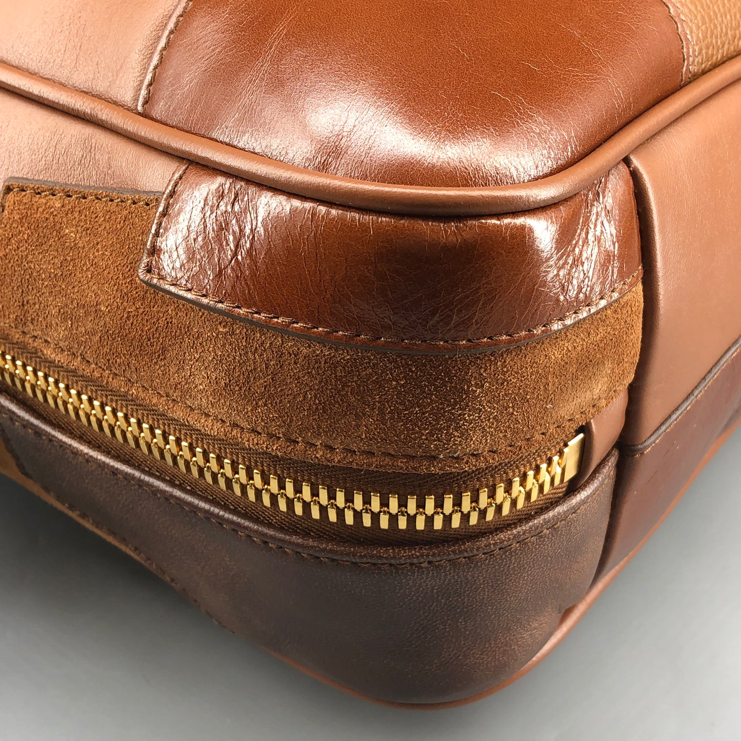 Miu Miu Nappa Patchwork Medium Beau Top Handle Bag Cognac