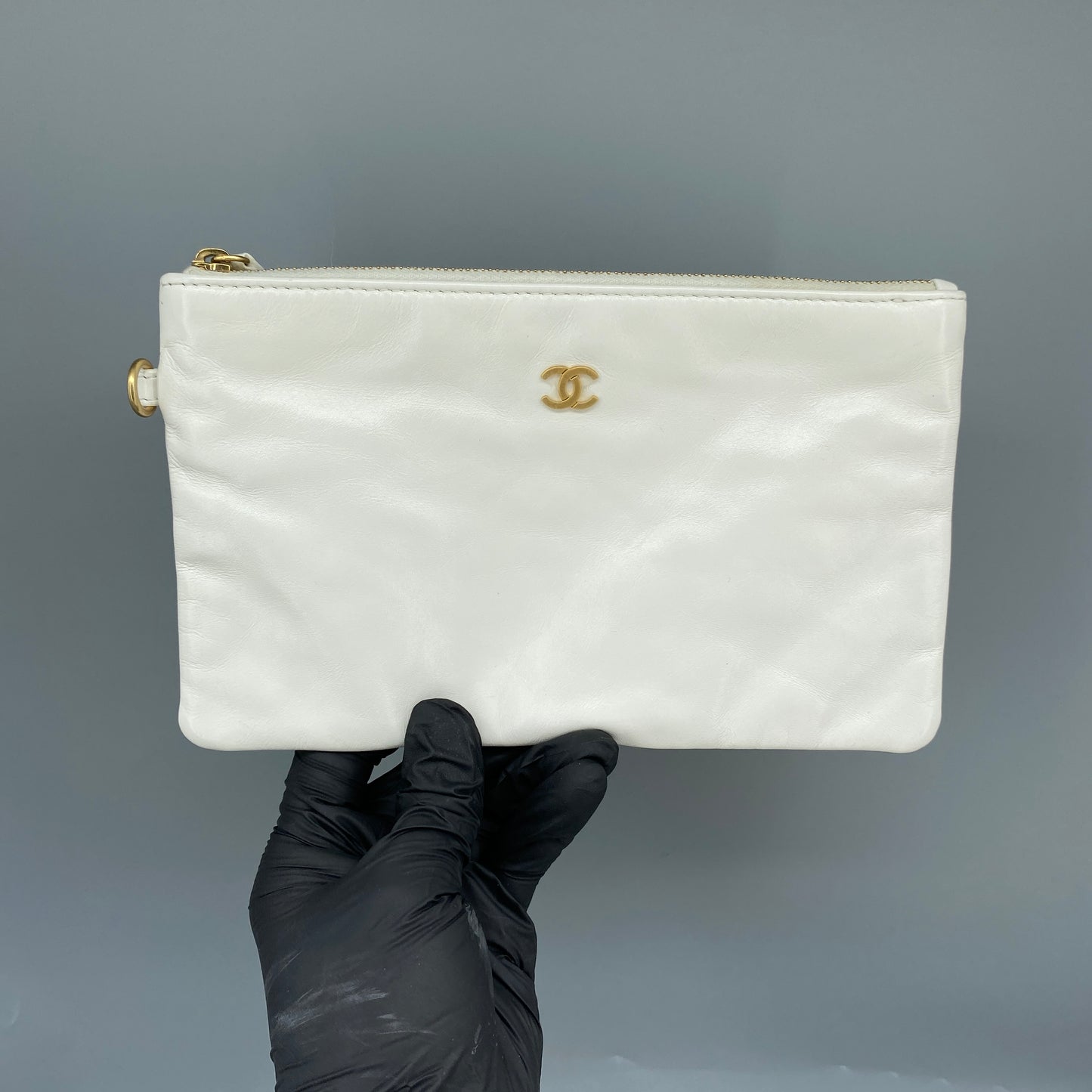 Chanel White Quilted Leather SMALL 22 Bag Tote