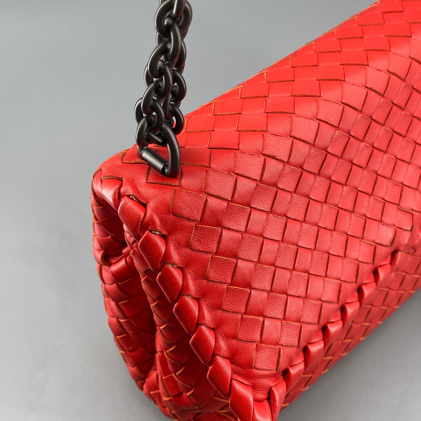 Bottega Veneta Olimpia Medium Red Intrecciato Leather Bag