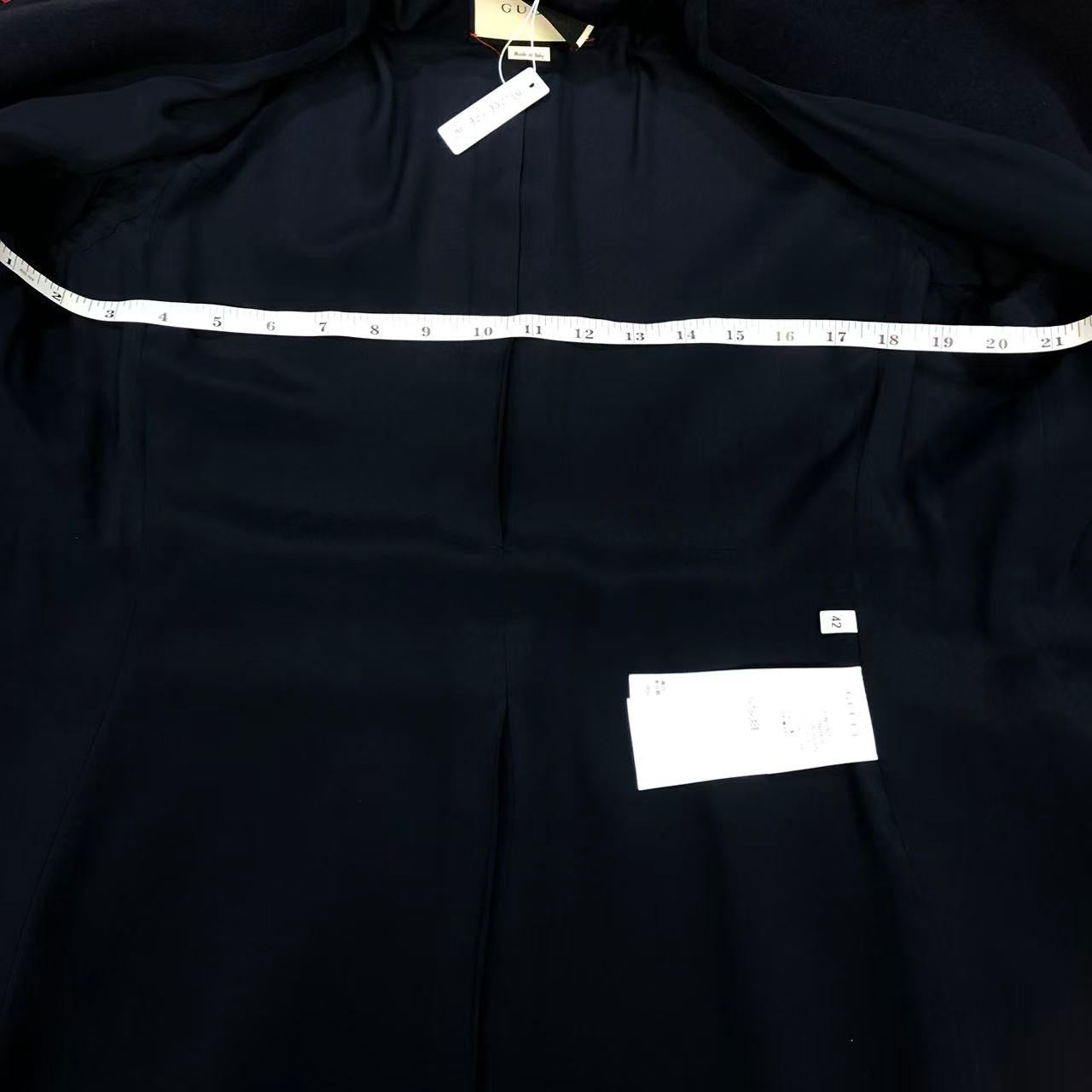 Gucci Sylvie Web Bow Detail Coat Navy Size 42