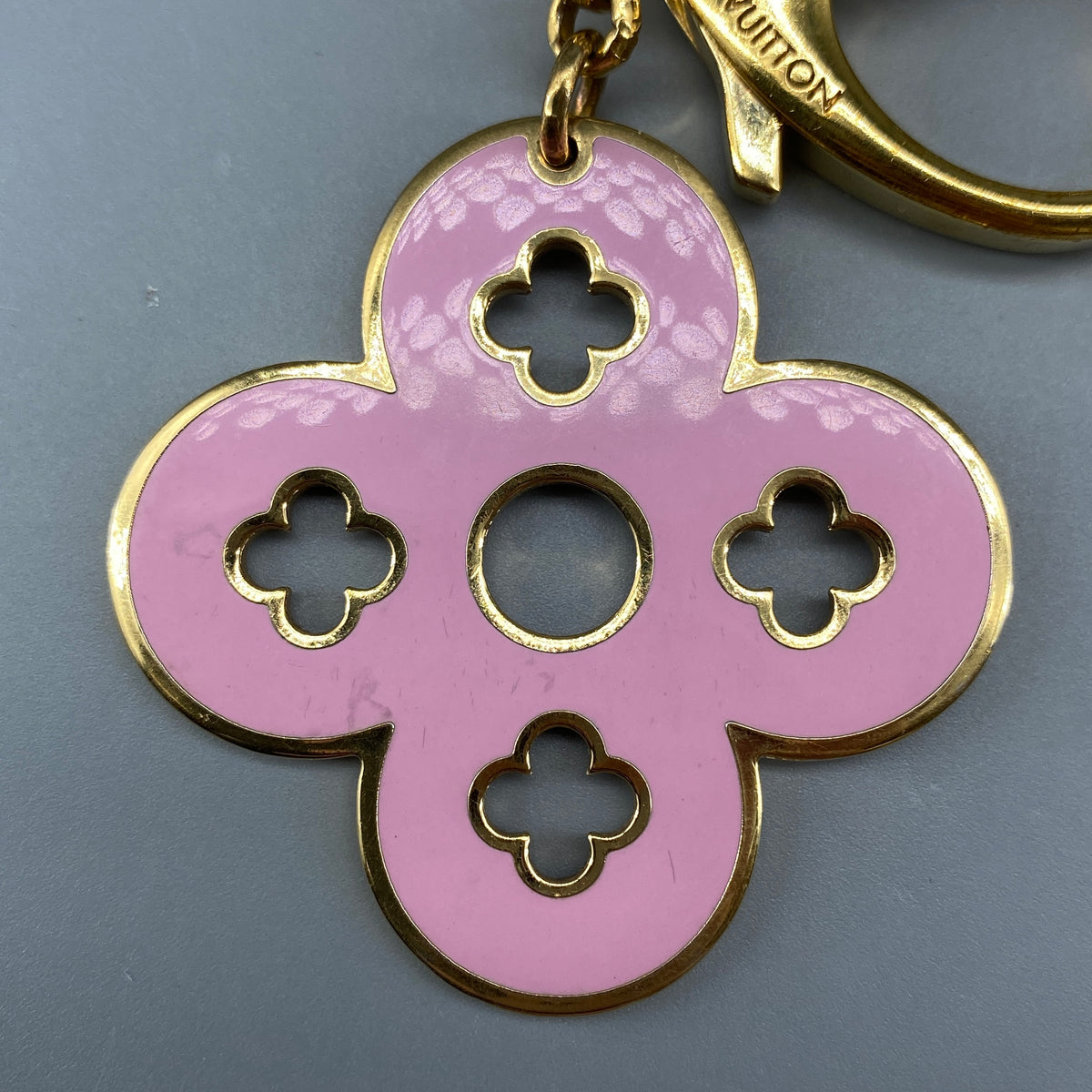 Louis Vuitton Gold Tone Multicolor Flower Key Charm Keychain