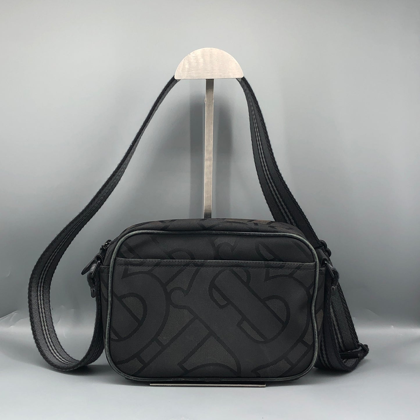 Burberry TB Monogram Canvas Crossbody Camera Bag Black