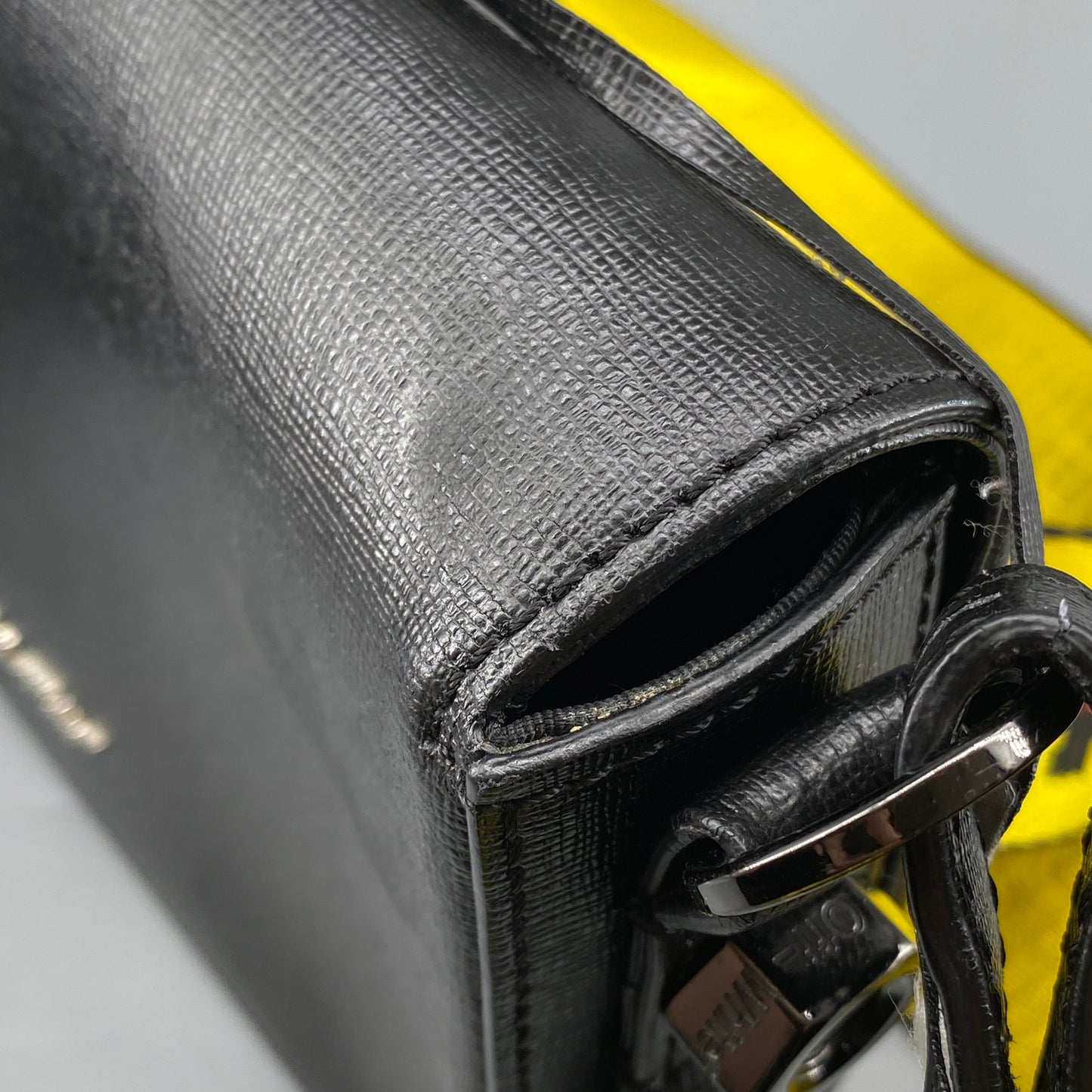 Off White Black Diagonal Stripe Leather Crossbody Bag