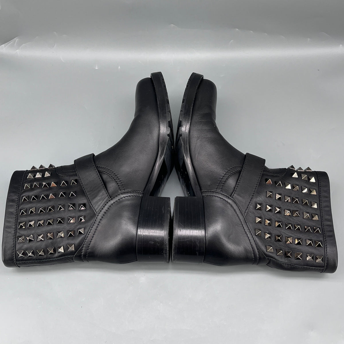 Valentino Black Leather Rockstud Ankle Boots size 37.5