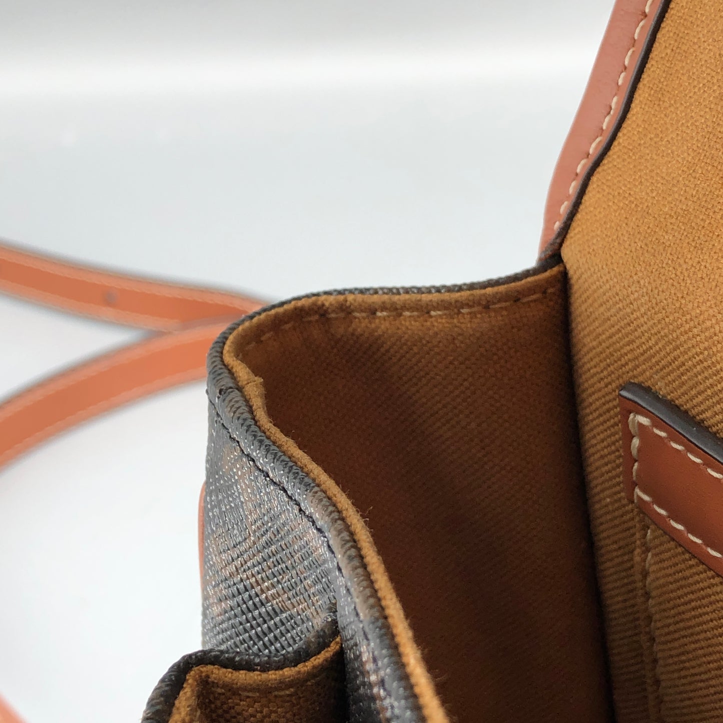 Celine Triomphe Canvas Medium Folco Crossbody Bag Dark Brown