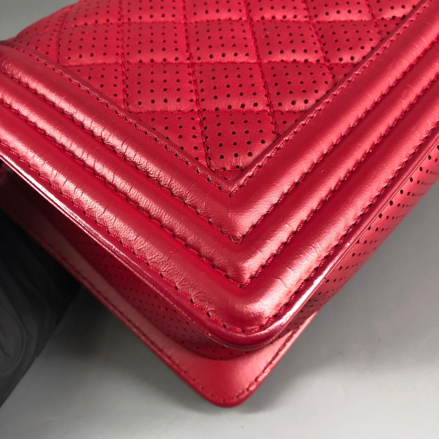 Chanel Boy Perforated Lambskin Quilted Shoulder Bag  Hot Pink