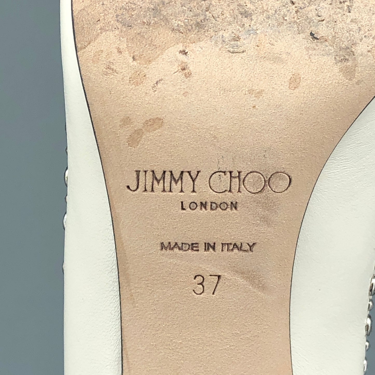 Jimmy Choo Women's  Cream Crystal Trim Pointed Toe Stiletto Heels Shoes Size 37