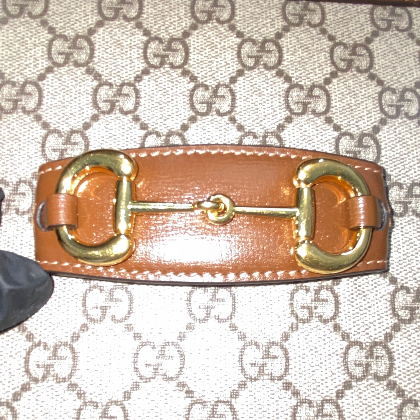 Gucci Beige & Caramel GG Supreme Horsebit 1955 Shoulder Crossbody Bag