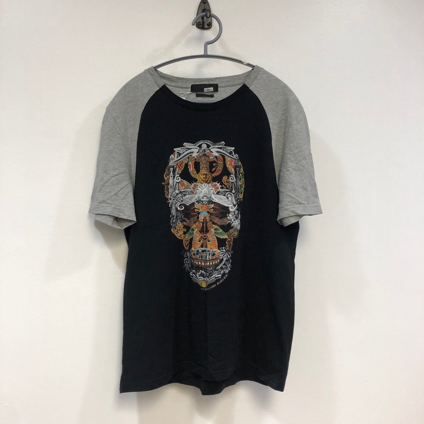 Alexander McQueen Black/Grey Ornate Skull Raglan T-Shirt Size S