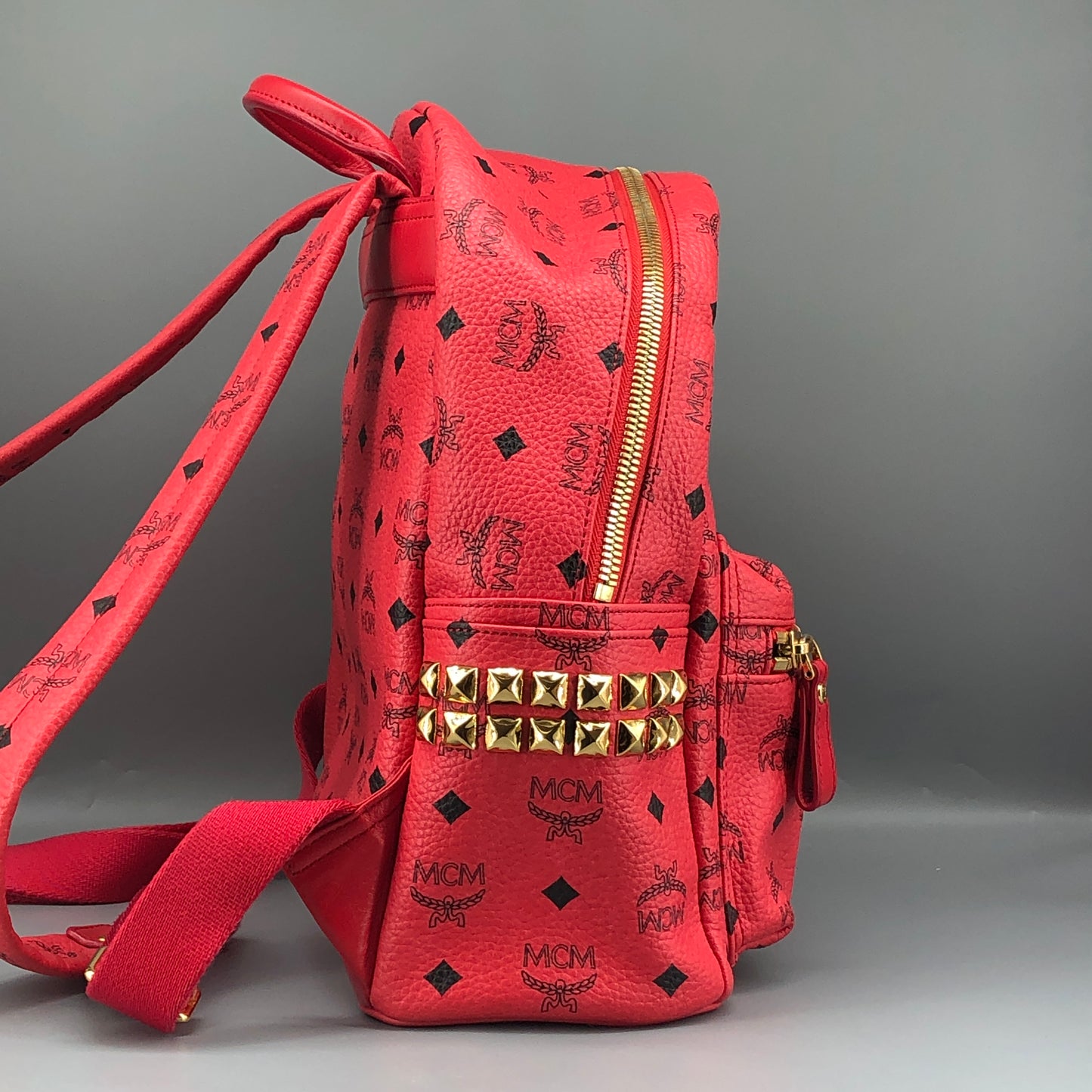 MCM Visetos Coated Canvas Small Backpack Hot Pink