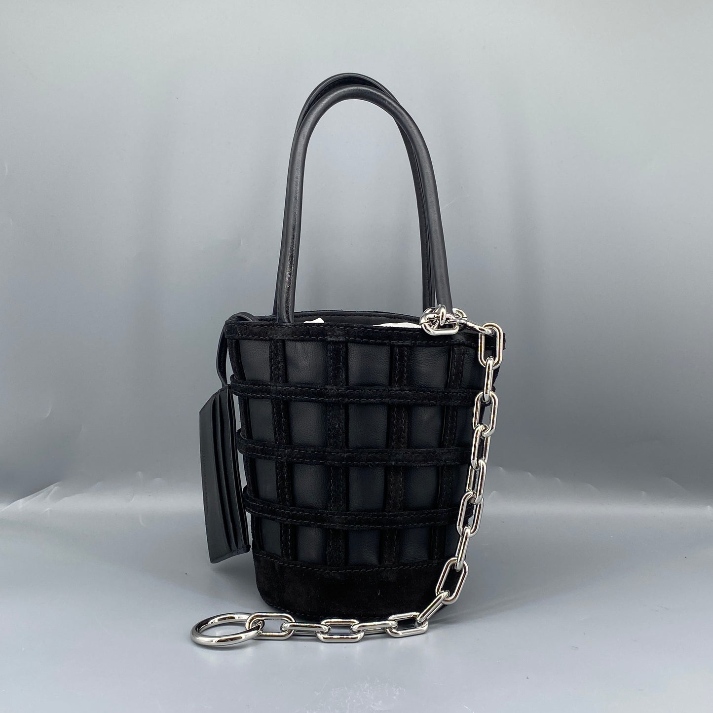 Alexander Wang Black Grid Mini Bucket Bag