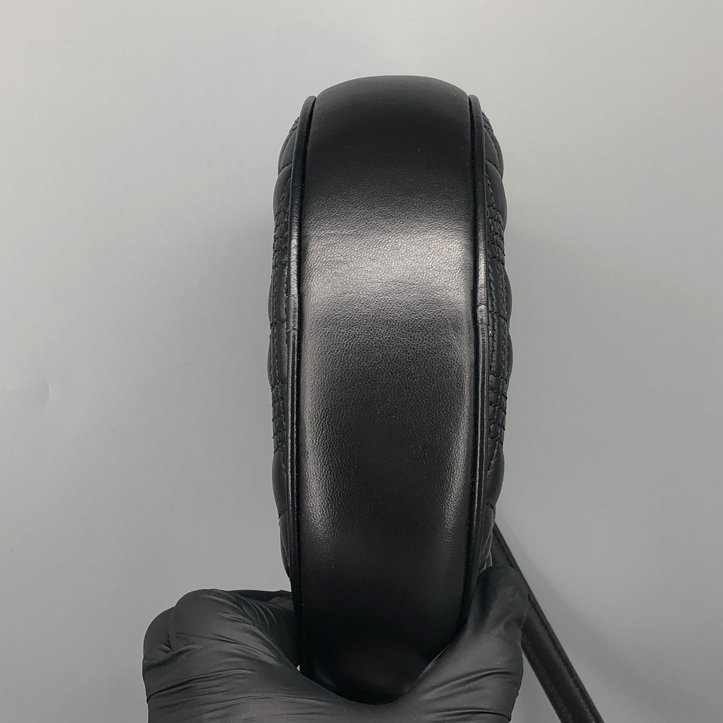 Burberry Quilted TB Leather Round Crossbody Bag Black