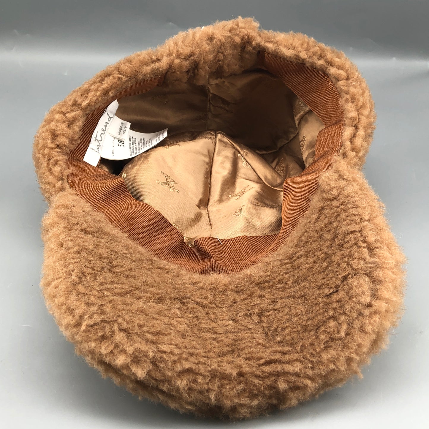 Intrend Brown Fuzzy Teddy Fleece Baseball Cap Size 58cm