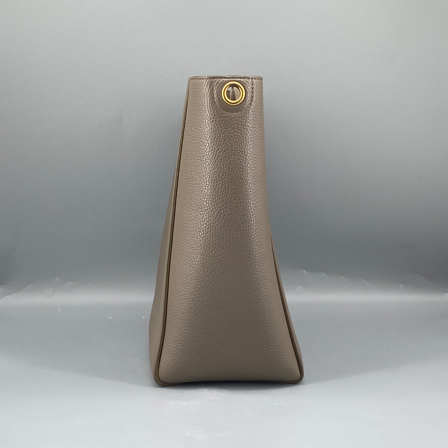 Celine Taupe Pebbled Leather Bucket Shoulder Bag