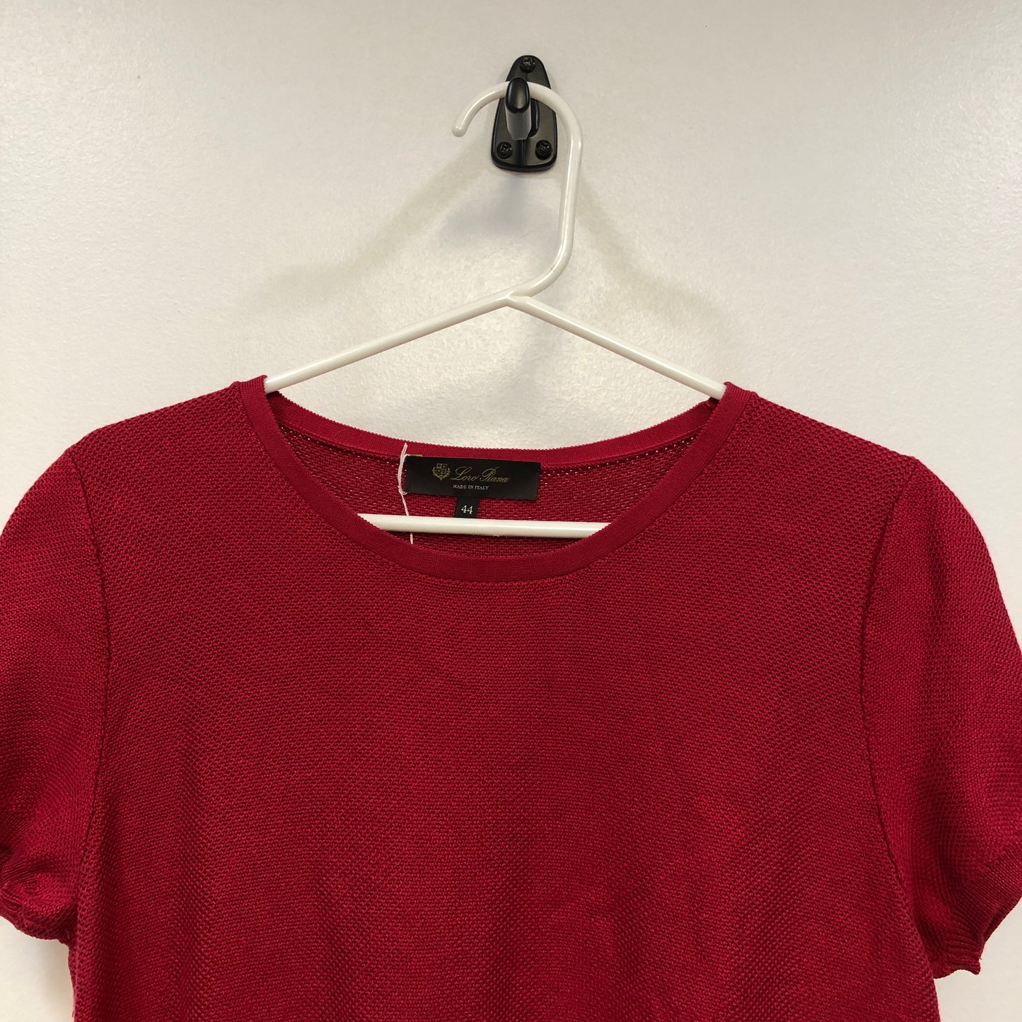 Loro Piana Red Short Sleeve Knit Top Size 44