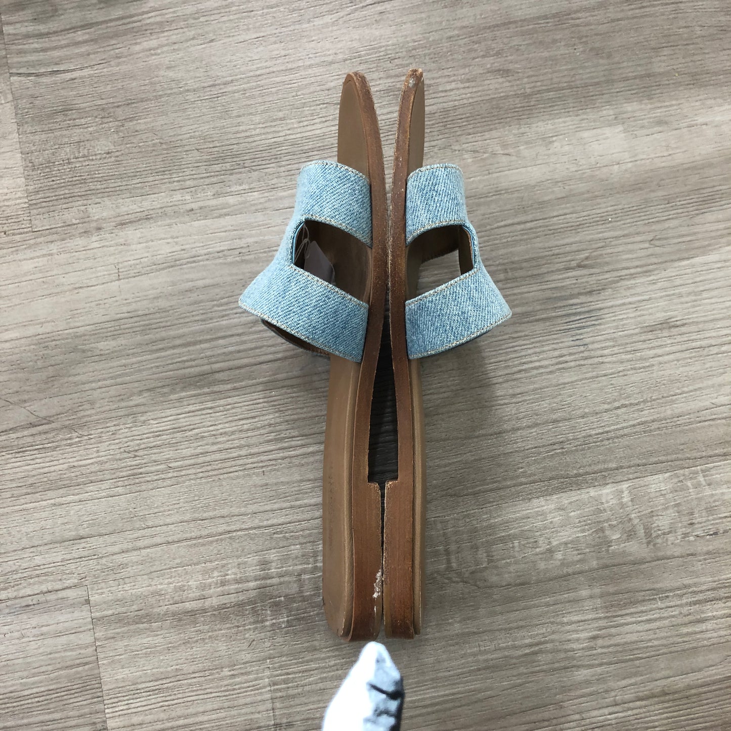Hermes Women's Oran Denim Slide Sandals Size 38 Blue Denim