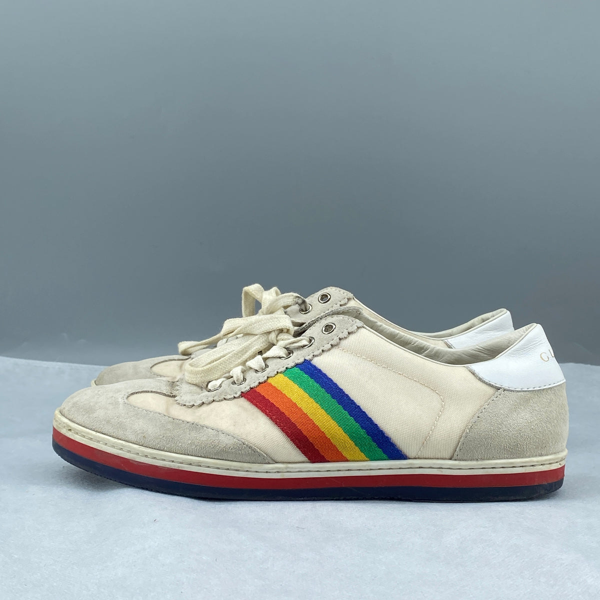 Gucci Rainbow Web Women Low‑Top Sneakers Size 37 cream