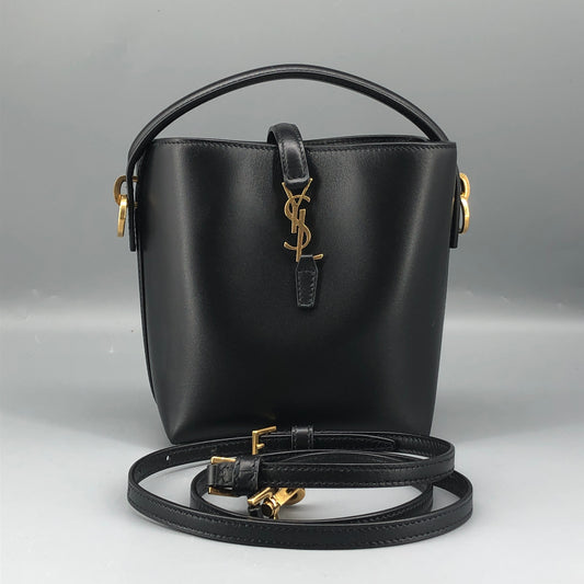 Saint Laurent Shiny Calfskin Le 37 Mini Bucket Bag Black