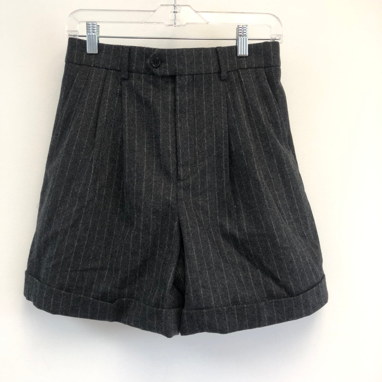 Celine Dark Grey Pinstripe Wool Shorts Size 36