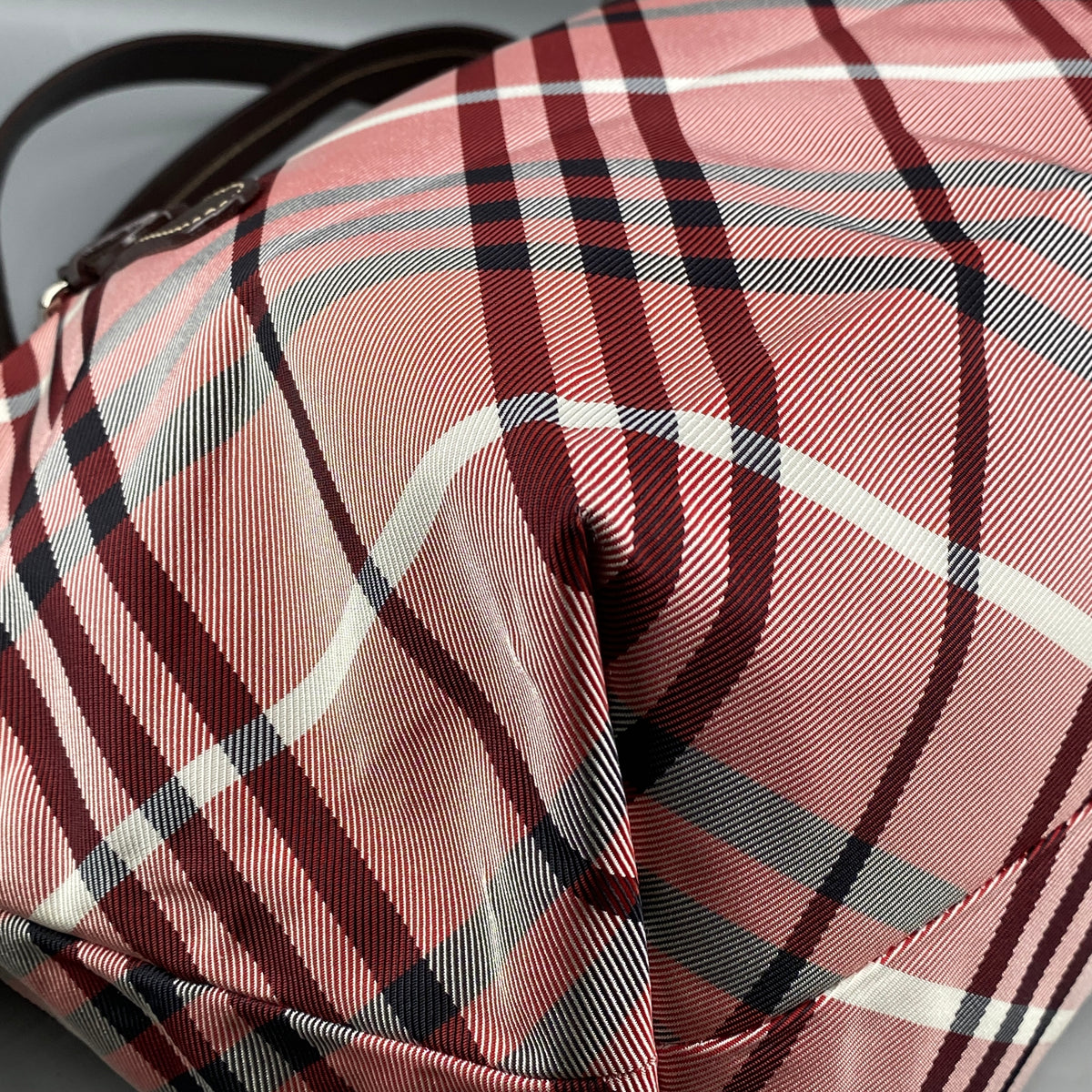 Burberry Pink Wine Check Tote Bag